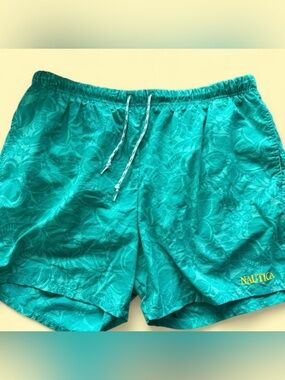 Nautica Teal Green Floral Swim Trunks